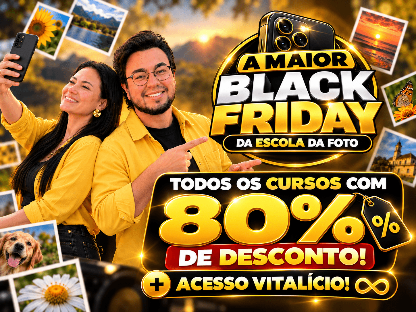 A maior Black Friday da Escola da Foto: todos os cursos com 80% de desconto e acesso vitalício